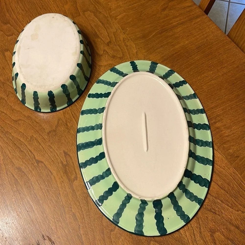 Vintage Watermelon Serving Platter and Bowl Set Vintage Watermelon Fruit Dip Set
